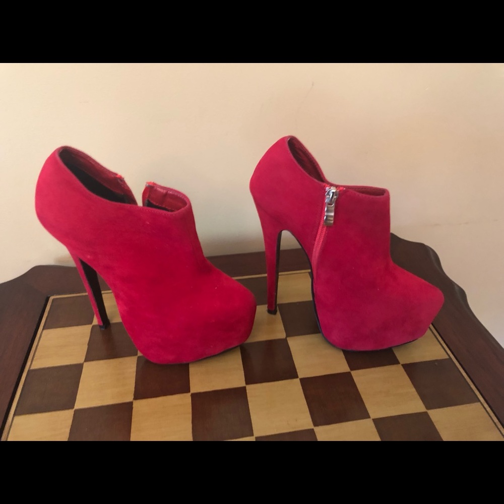Red Traffic Stiletto Booties